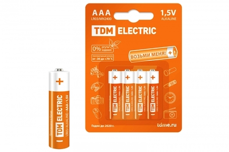 TDM ELECTRIC SQ1702-0006 Элементы питания LR03 AAA Alkaline 1,5V BP-4 TDM